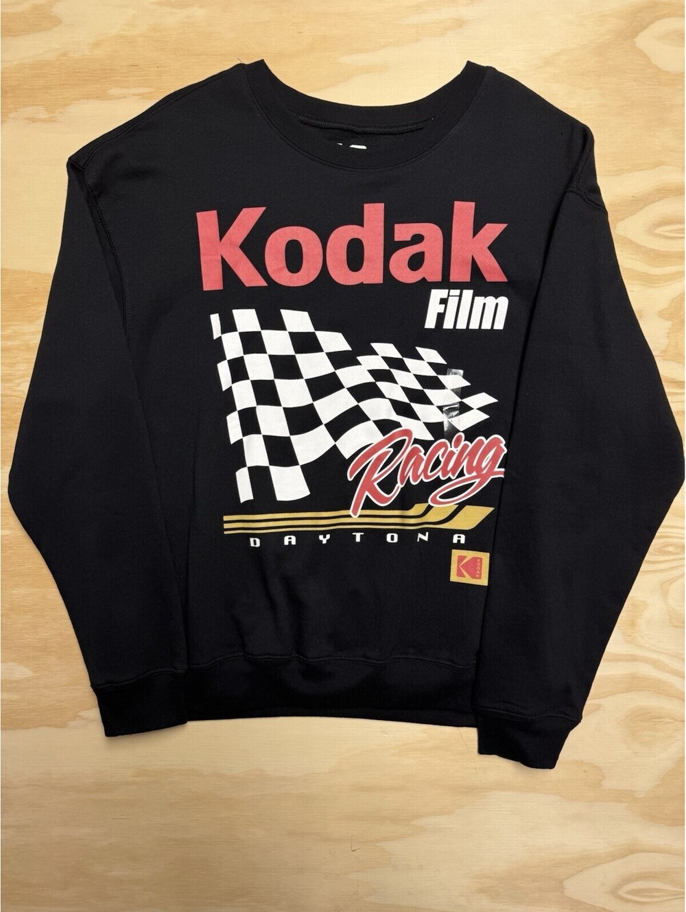 Kodak Men’s L Black Crewneck Pullover Sweatshirt Racing Daytona Graphic Logo